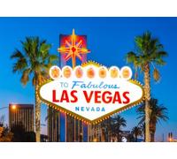 CORFOTO 5.2x3m Toile de Fond avec enseigne de Bienvenue à Las Vegas Enseigne néon Motif Palmiers et Horizon Urbain Thème Casino Resort Toile de Fond pour événements et photomatons