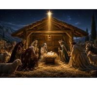 CORFOTO 5x3FT (1.5x1m) Crèche Dorée avec Rois Mages Fond Photographique