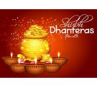 CORFOTO 6x3m Décor de Fond pour Shubh Dhanteras, fête Indienne avec Pot en Or et pièces de Monnaie, Lampe de Diwali, Accessoires de décoration pour fête Traditionnelle, photomaton