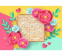 CORFOTO 6x3m Fond pour la Pâque juive, Fond Photo Joyeux pour la Pâque, Pain Azyme, Fleurs Roses, prières chrétiennes, décoration intérieure, bannière pour photomaton