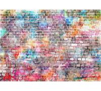 CORFOTO 8x6ft Tissu Brique Toile de Fond Photographie Peinture Couleur Graffiti Mur Disco Brique pour Baby Shower Fête d'anniversaire Remise des Diplômes Bureau Fond Décor Adulte Enfant Portrait