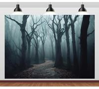 CORFOTO Fond Forêt Brumeuse Hantée 3x2m Toile Scène Effrayante Sentier Sombre Arbres Effrayants Forêt Brumeuse pour Déco Anniversaire Halloween Cabine Photo Sorcière Accessoires Studio