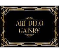 CORFOTO Tissu 1.8x1.2m Fond Art Deco Great Gatsby Cadre Doré Fond Noir Arrière-Plan Photographique pour Bal de Promo Hollywood Vintage Anniversaire de Mariage Accessoires de Séance Photo