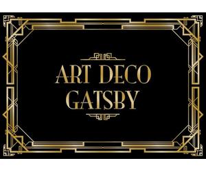 CORFOTO Tissu 1.8x1.2m Fond Art Deco Great Gatsby Cadre Doré Fond Noir Arrière-Plan Photographique pour Bal de Promo Hollywood Vintage Anniversaire de Mariage Accessoires de Séance Photo