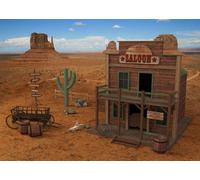 CORFOTO Tissu 3x2m Saloon du Far West Désert Fond Bar Western Rustique avec Cactus et Rochers de Monument Valley Arrière-Plan Photographique pour Fête à Thème Far West Accessoires Photo