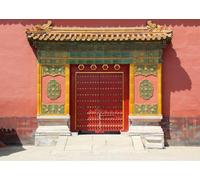 CORFOTO Tissu 6x3m Fond Porte Rouge Cité Interdite Porte Palais Impérial Chinois Traditionnel Arrière-Plan Photographique pour Fête Mariage Culturel Voyage Accessoires Photo