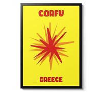 Corfou, Grèce - Découpes, art mural de voyage, poster aux couleurs vives, idée cadeau de décoration d'intérieur, mat d'archivage, A4 (encadré) - 29,7 x 21 cm