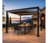 Corfu pergola bioclimatique à led 3x3m structure aluminium lames orientables