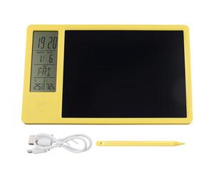 Corghd Calendrier de bureau électronique multifonctionnel LCD tableau d'écriture manuscrite avec réveil, humidité, température, tableau de message LCD, B