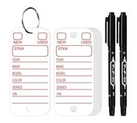 Corghd Lot de 200 étiquettes en PVC avec étiquettes et anneaux, étiquettes de clés de voiture pour organisation, identifiants et étiquettes de bagages avec marqueurs, blanc