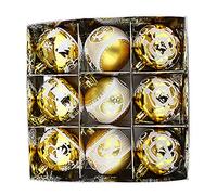 Corghd Lot de 9 boules de Noël à suspendre pour décoration d'intérieur, An, petits pendentifs (doré)