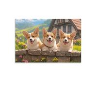 Corgi Art mural sur toile Chiot mignon Décoration murale Images Impression 3D Peintures Poster Œuvre d'art pour salon Décoration de la maison 50 x 75 cm