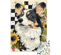 Corgi Art Print - Cute Dog Puzzles 1000 Pièces Cadeau Unique Jeu Éducatif Défi Jouet À De Qualité Supérieure Peinture Art pour Adultes Et Enfants 70x50cm/1000pcs