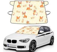 Corgi avec des os et des Mots,Housse de Pare-Brise de Voiture, Protection Pare-Brise - Résistante à la Neige, à la Glace, au Soleil, aux UV, à la poussière et à l'eau