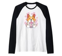Corgi Boba Tea Kawaii Mignon Drôle Chien Boba Manche Raglan