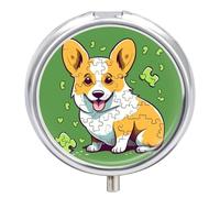 Corgi Boîte à pilules ronde et mignonne en forme de puzzle pour médicaments et vitamines