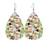 Corgi Boucles d'oreilles hawaïennes tropicales d'été en forme d'ananas en cuir avec pendentif pour femme avec crochet, taille unique, Cuir