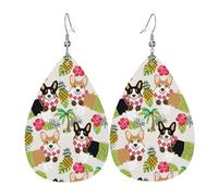 Corgi Boucles d'oreilles pendantes hawaïennes tropicales en forme de goutte d'eau pour femme
