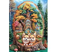 Corgi cabane dans Les Arbres 1000 Pieces Casse-tête Expert Confirmé en Carton Épais Rigide Animaux de Paysage Naturel Très Difficile Niveau Expert Motif Complexe Cadeau Anniversaire Premium 1000 PCS
