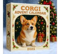 Corgi Calendrier de l'Avent 2025, 24 jours en acrylique 2D avec pendentifs plats sur le thème du chien Corgis pour décoration de Noël, mini ornements mignons pour la décoration de la maison pour les