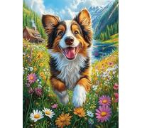 Corgi Chien in Flowers 1000 Pieces Casse-tête Adolescent en Carton Épais Haute Densité Animal de compagnies Difficulté Moyenne Activité Éducative Passe-Temps Cadeau Noël Pas Cher 1000 PCS