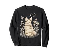 Corgi Chien Lune regardant la Lune Fleurs Sauvages Cottagecore Floral Lover Sweatshirt