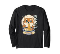 Corgi Chien Mangeant Ramen Nouilles Japonais Kawaii Mignon Drôle Manche Longue