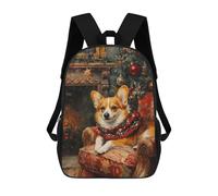 Corgi Christmas Portrait Cozy Holiday Dog Print Sacs À Dos Pour Enfants, Sac D'école Imprimé En 3D, Cartable Pour Enfants, Sac De Voyage, Sac À Dos Garçon Fille, Sac D'école Pour Enfants 17inch