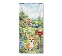 Corgi Couverture de porte décorative pour porte de chien, charmante scène de chalet de campagne, décoration extérieure, printemps été, toile de fond à suspendre sur le thème des animaux, 91,4 x 183 cm