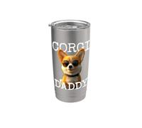 Corgi Daddy Corgi Papa Chiens Fête des Pères Welsh Corgi Gobelet isotherme en acier inoxydable double paroi