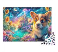 Corgi dans Un Paysage étoilé de Conte de fées Puzzle De 1000 Pièces Chien Mignon Jeu De Puzzle Familial pour Adultes, Enfants Et Personnes Âgées 52x38cm/1000pcs