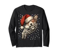 Corgi de Noël Gothique avec Chapeau de Père Noël Squelette Main Gothique Chien Manche Longue