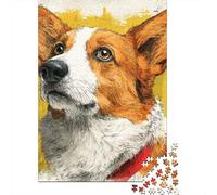 Corgi Dog Art Print Puzzles 1000 Pieces Cadeau Unique Jeu Éducatif Défi Jouet À De Qualité Supérieure Peinture Art pour Adultes Enfants 38x26cm/1000pcs