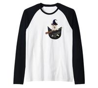 Corgi Dog in The Pocket Witch Hat Halloween Manche Raglan