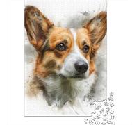 Corgi Dog Watercolor Art Print-1 Puzzles 1000 Pieces Cadeau Unique Jeu Éducatif Défi Jouet À De Qualité Supérieure Peinture Art pour Adultes Enfants 38x26cm/1000pcs