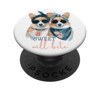 Corgi Dogs Sweet Will Bite Savage Cheeky Cute Humour PopSockets PopGrip Adhésif