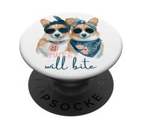 Corgi Dogs Sweet Will Bite Savage Cheeky Cute Humour PopSockets PopGrip Adhésif