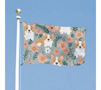 Corgi Drapeau de jardin à fleurs printanières 61 x 88,9 cm pour extérieur couleurs vives et résistant à la décoloration - Drapeau robuste à double couture pour décoration de jardin et maison avec