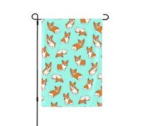 Corgi Drapeau de jardin d'automne double face, décoration saisonnière durable pour cour avant porche