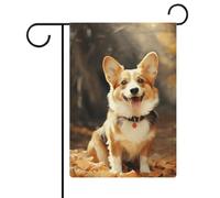 Corgi Drapeau de jardin en forme de chien 30,5 x 45,7 cm Double face Drapeau extérieur Drapeau floral de bienvenue Drapeaux de jardin saisonniers Décorations de vacances