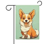 Corgi Drapeau de jardin en forme de chien mignon 30,5 x 45,7 cm Drapeau extérieur double face Drapeau de cour d'été Drapeau floral de bienvenue Drapeaux de jardin saisonniers Décorations de vacances