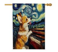 Corgi Drapeaux double face pour niche de chien 71,1 x 101,6 cm en toile de jute standard avec motif étoiles, pour décoration extérieure