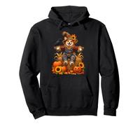 Corgi Épouvantail habillé avec tournesols Corbeau et Citrouille Sweat à Capuche