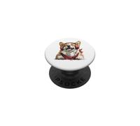 Corgi Gallois drôle avec Casque d'écoute pour écouter de la Musique PopSockets PopGrip Adhésif