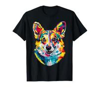 Corgi Géométrique Pop Art Gros Plan Portrait Chiot Face T-Shirt