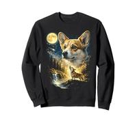 Corgi Howling to The Moon Meme Funny 90's Corgi Dog Lover Sweatshirt