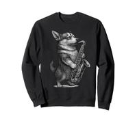 Corgi Jouant Saxophone Jazz Musique Amoureux des chiens Sweatshirt