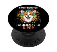 Corgi K-Pop Casque d'écoute Amusant pour Les Amoureux des Chiens PopSockets PopGrip Adhésif