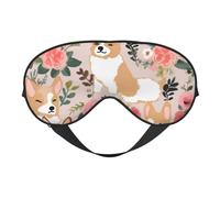 Corgi Masque de sommeil avec imprimé floral pour homme et femme Impression double face en soie douce
