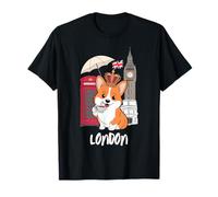 Corgi Mignon avec Monuments de Londres Souvenir de l'Angleterre Britannique T-Shirt